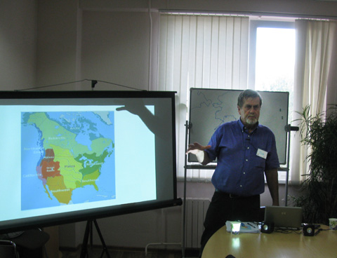Tom Michalek's presentation on the Native Americans' History And Culture in ICAN, English speaking club in Minsk, Belarus