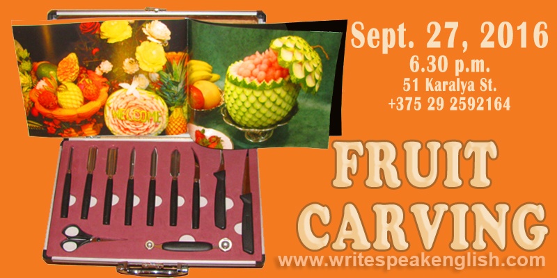 Learning English at a Fruit Carving Master Class